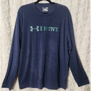 Under Armour Mens I‎ Hunt Long Sleeve Tee Size XL Navy Blue Casual Lounge
